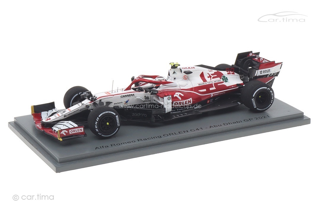 Alfa Romeo Racing ORLEN C41 GP Abu Dhabi 2021 Antonio Giovinazzi Spark 1:43 S7857