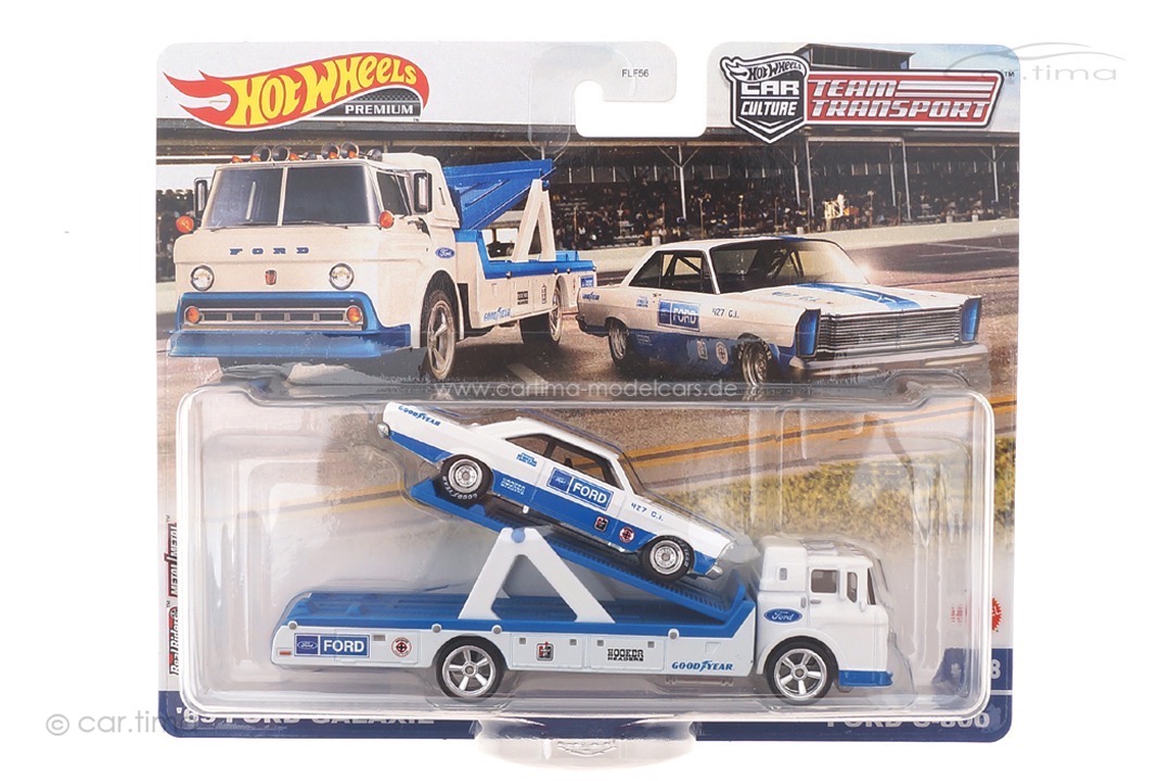 Team Transport Ford Galaxie 1965/Ford C-800 #38 Real Riders Hot Wheels 1:64 FLF56-HCR33