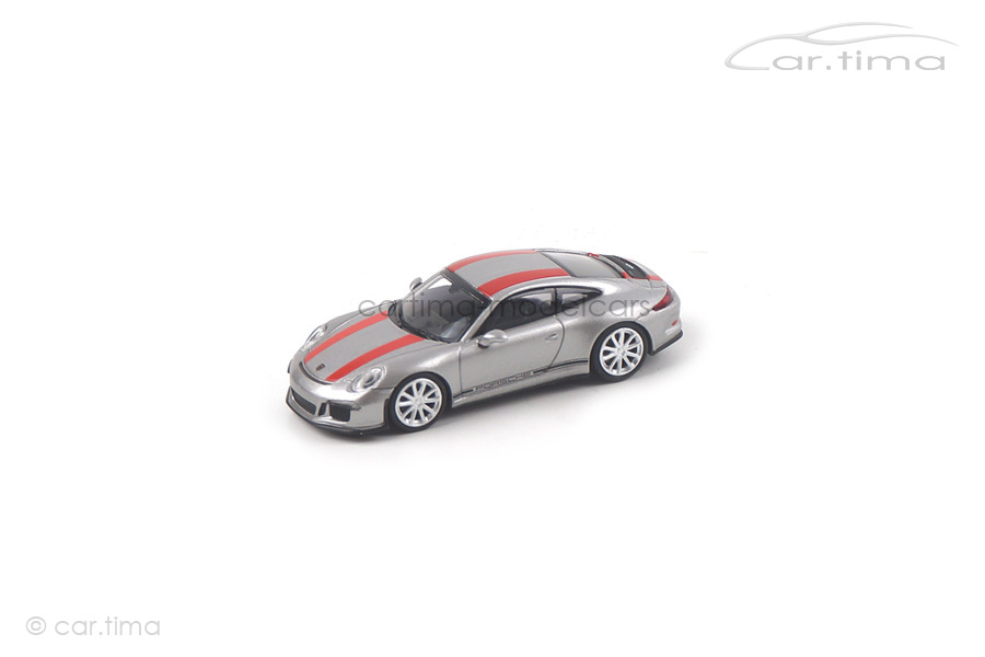 Porsche 911 (991) R GT-silber/Dekorstreifen rot Minichamps 1:87 870066221