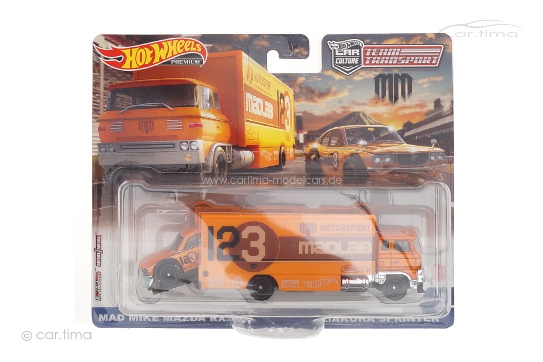 Team Transport Mad Mike Mazda RX3 GT/Sakura Sprinter Car Culture #58 Hot Wheels 1:64 FLF56-HKF44