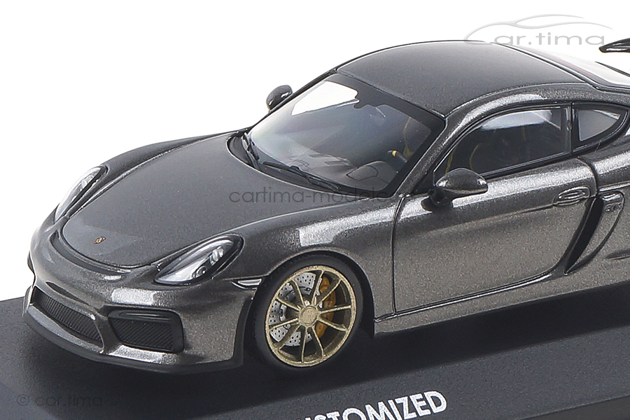 Porsche Cayman GT4 - Achatgrau / Rad lime gold - Minichamps - car.tima CUSTOMIZED