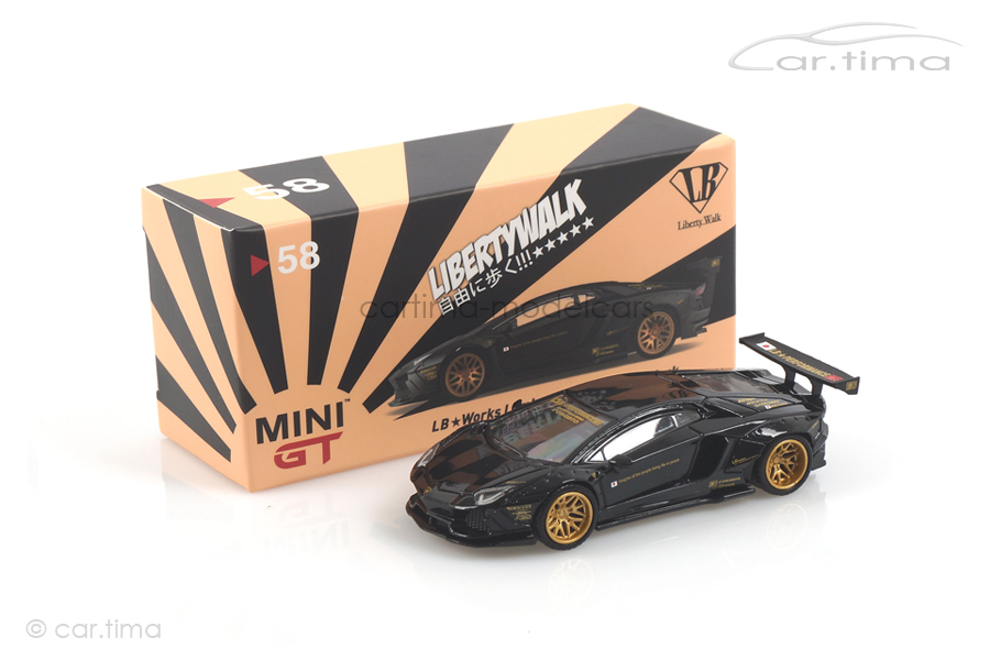 LB Works Lamborghini Aventador (RHD) schwarz MINI GT 1:64 MGT00058-R