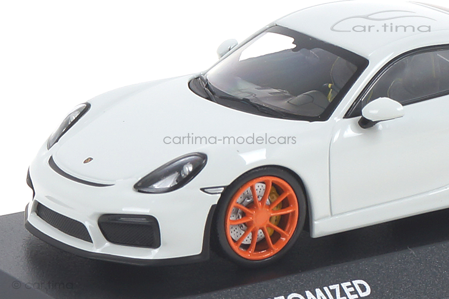 Porsche Cayman GT4 Weiß/Rad Gulf orange Minichamps car.tima CUSTOMIZED Porsche Cayman GT4 Weiß/Rad Gulf orange Minichamps car.tima CUSTOMIZED