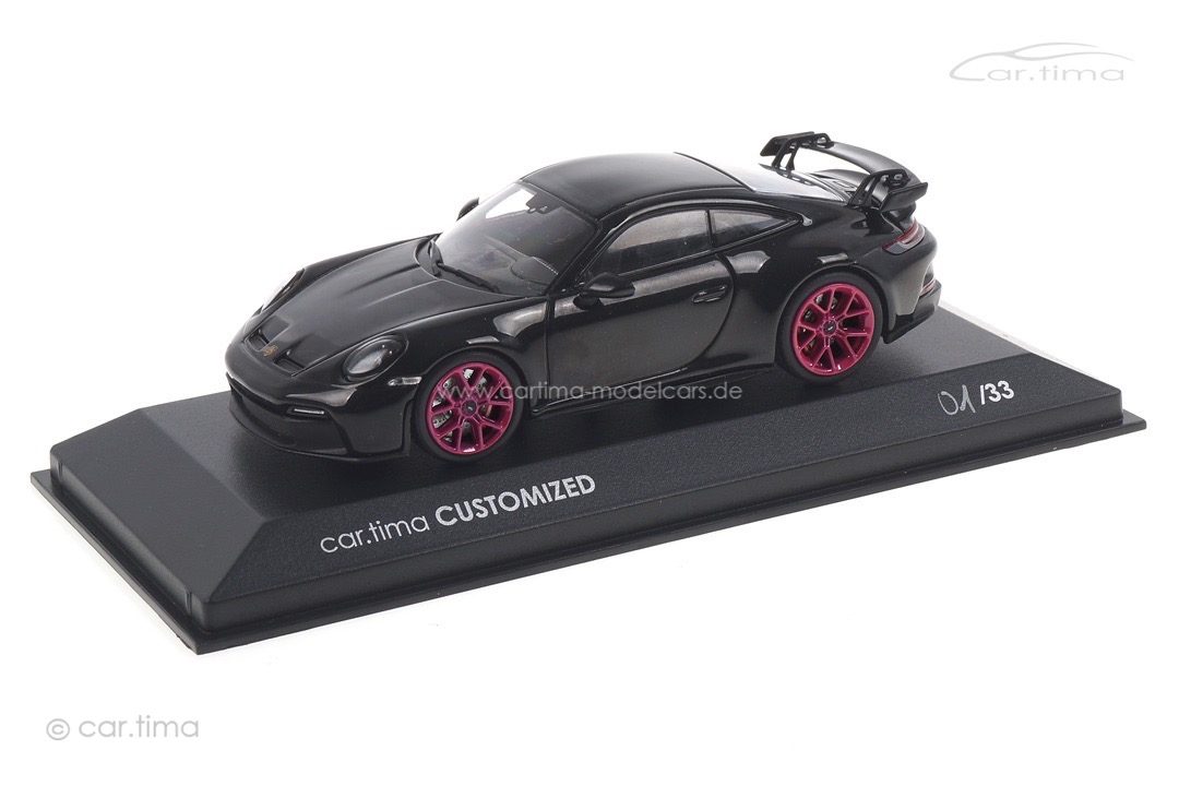 Porsche 911 (992) GT3 Tiefschwarzmet./Rad sternrubin Minichamps car.tima CUSTOMIZED 1:43