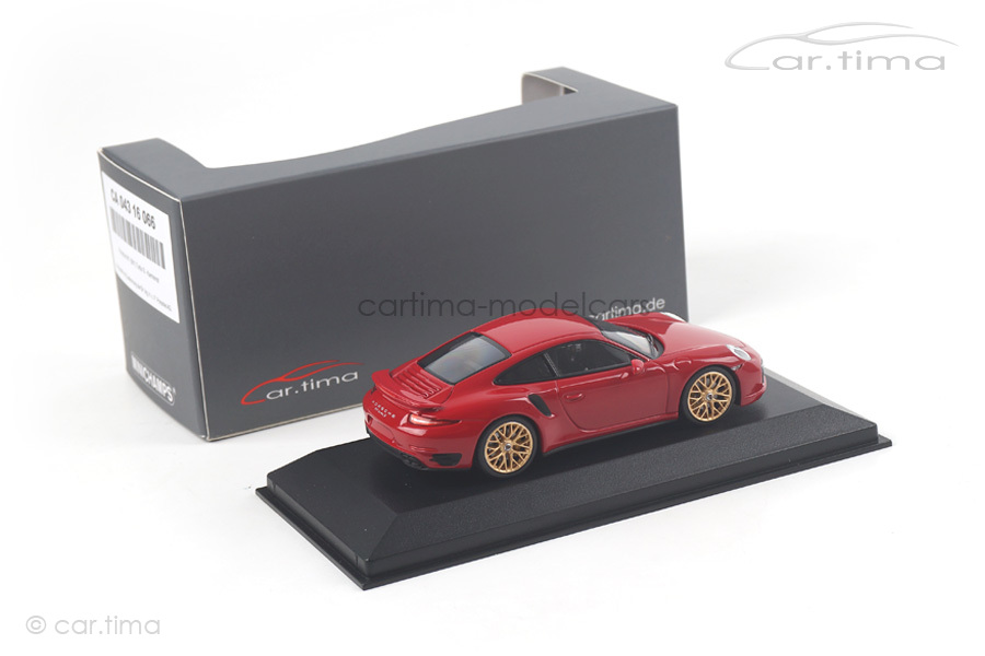 Porsche 911 (991) Turbo S Karminrot/Rad gold Minichamps car.tima CUSTOMIZED CA04316066G