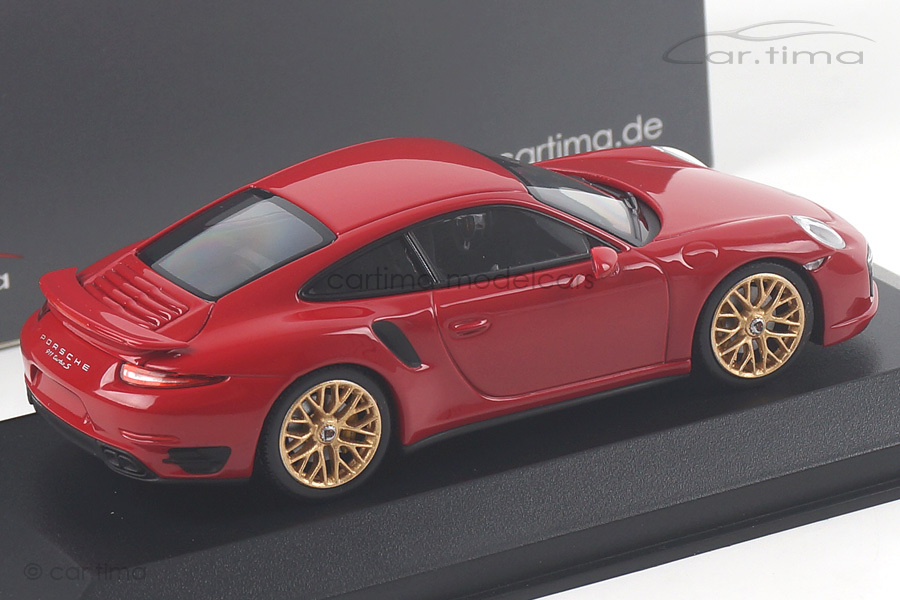 Porsche 911 (991) Turbo S Karminrot/Rad gold Minichamps car.tima CUSTOMIZED CA04316066G