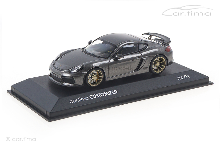 Porsche Cayman GT4 - Achatgrau / Rad lime gold - Minichamps - car.tima CUSTOMIZED