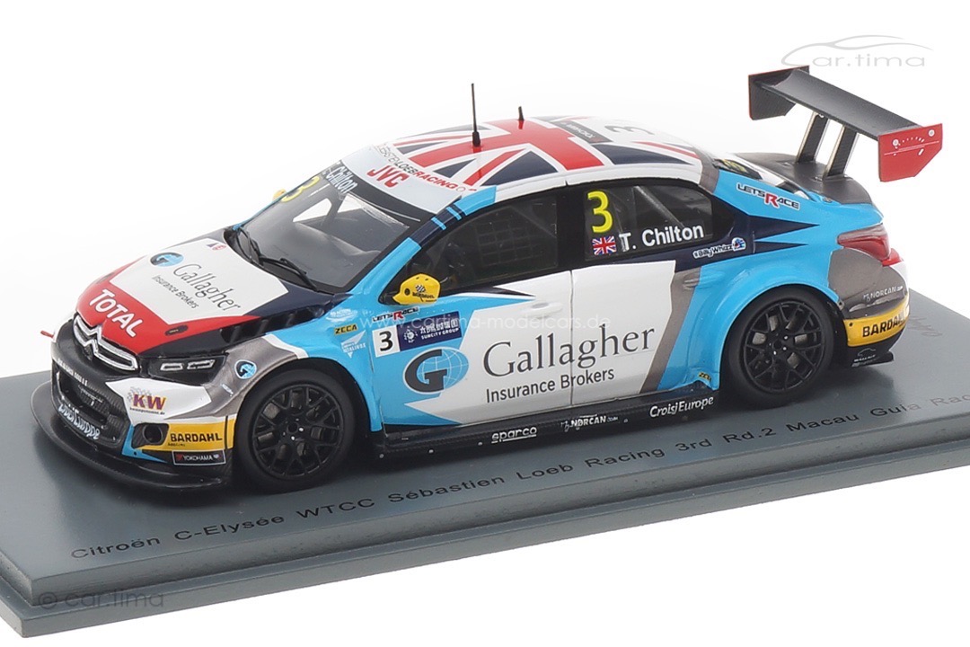 Citroén C-Elysée WTCC Macau Guia Race 2017 Tom Chilton Spark 1:43 SA159