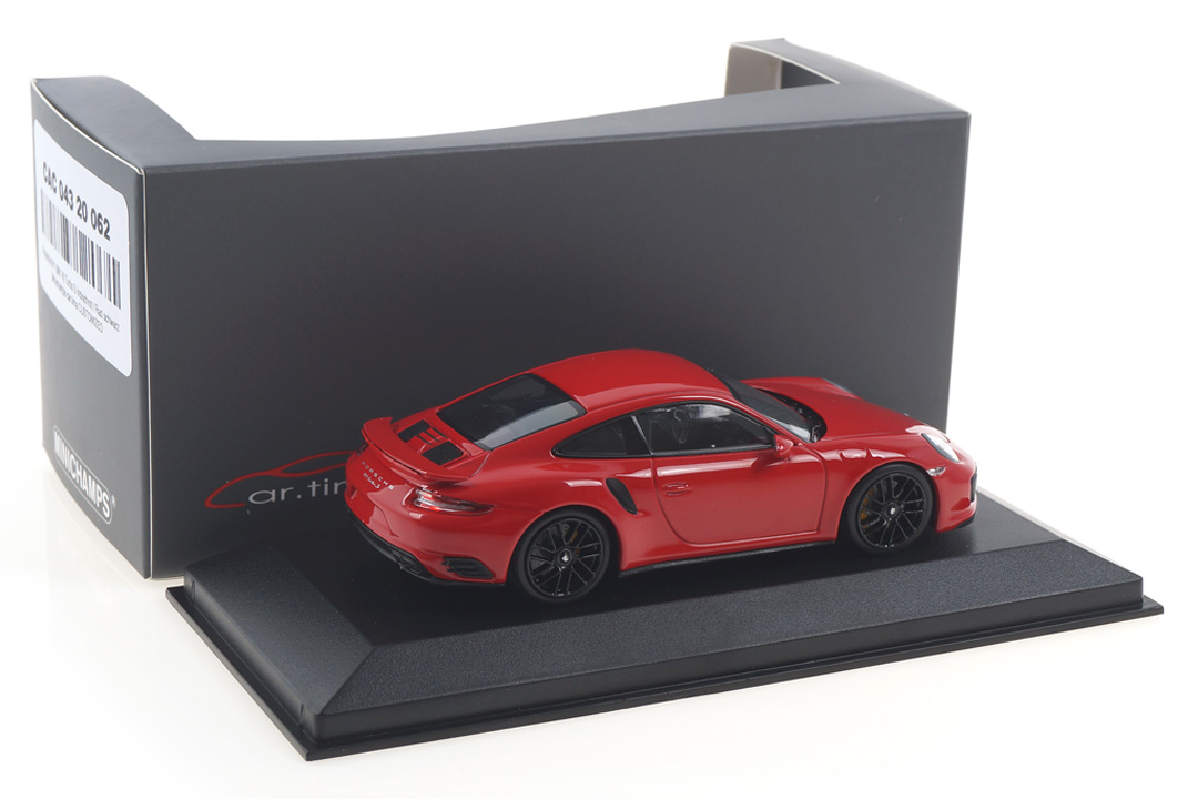 Porsche 911 (991 II) Turbo S Indischrot/Rad schwarz Minichamps car.tima CUSTOMIZED