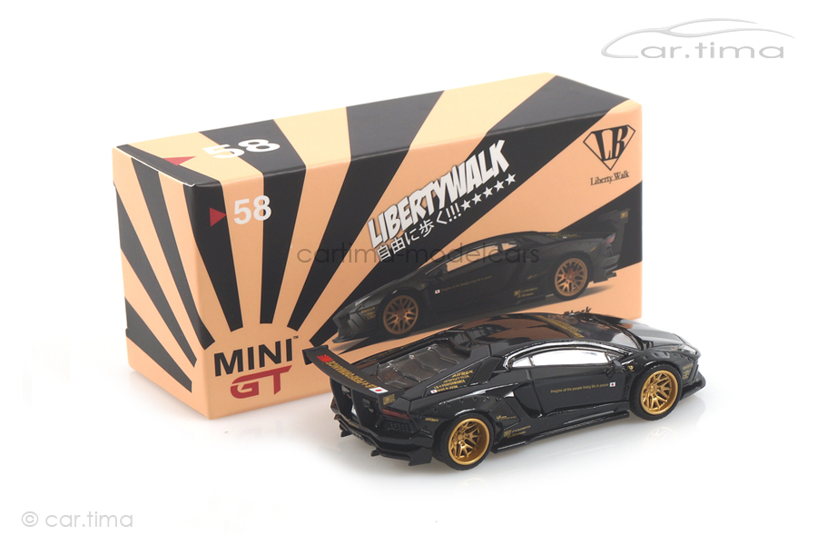 LB Works Lamborghini Aventador (RHD) schwarz MINI GT 1:64 MGT00058-R