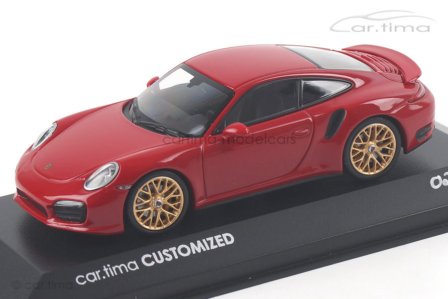 Porsche 911 (991) Turbo S Karminrot/Rad gold Minichamps car.tima CUSTOMIZED CA04316066G