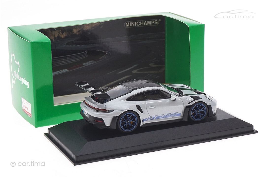 Porsche 911 (992) GT3 RS Weissach Paket Eisgraumet./Rad Indigoblau Minichamps 1:43 410062108