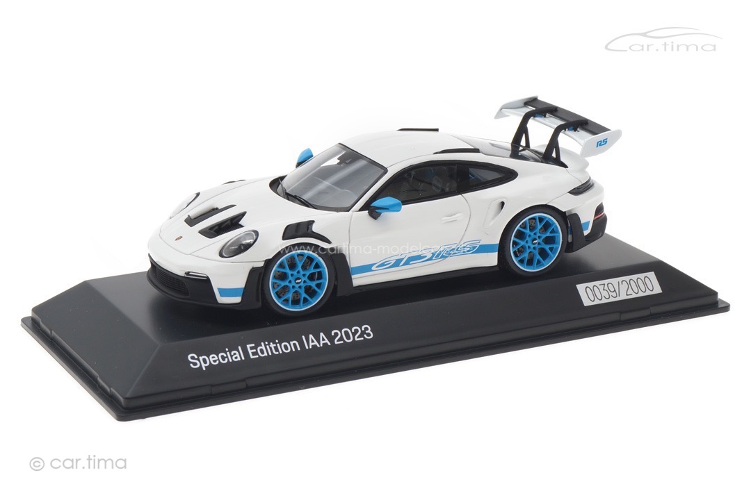 Porsche 911 (992) GT3 RS Weiß/blau IAA 2023 Spark 1:43 WAP0200610SGT3