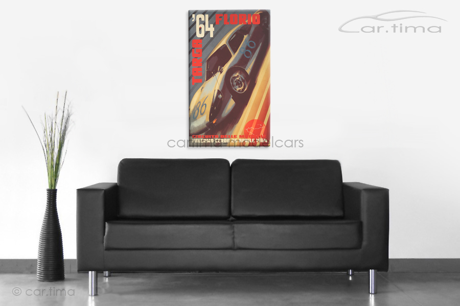 Kunstdruck auf Leinwand/Keilrahmen Porsche 904 Targa Florio 50x80 cm