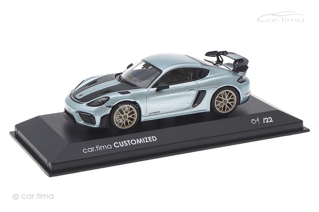 Porsche 718 Cayman GT4 RS Azzuro Thetys/Rad Neodyme Minichamps car.tima CUSTOMIZED 1:43