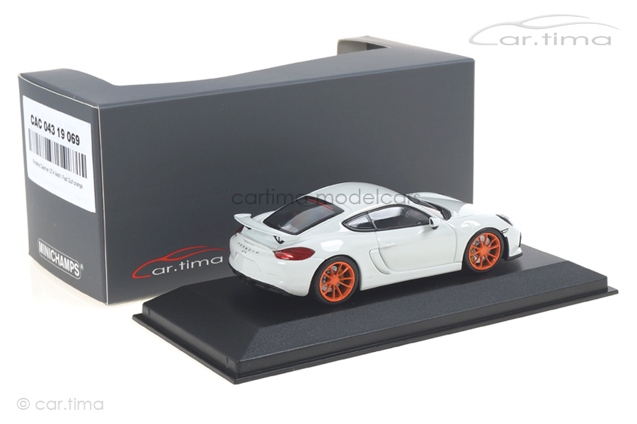 Porsche Cayman GT4 Weiß/Rad Gulf orange Minichamps car.tima CUSTOMIZED Porsche Cayman GT4 Weiß/Rad Gulf orange Minichamps car.tima CUSTOMIZED