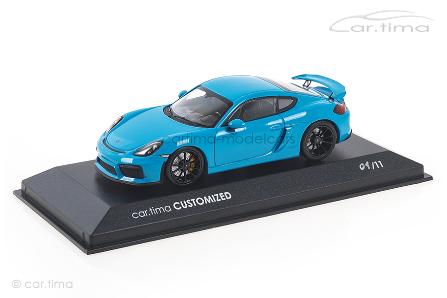Porsche Cayman GT4 - Rivierablau / Rad schwarz - Minichamps - car.tima CUSTOMIZED