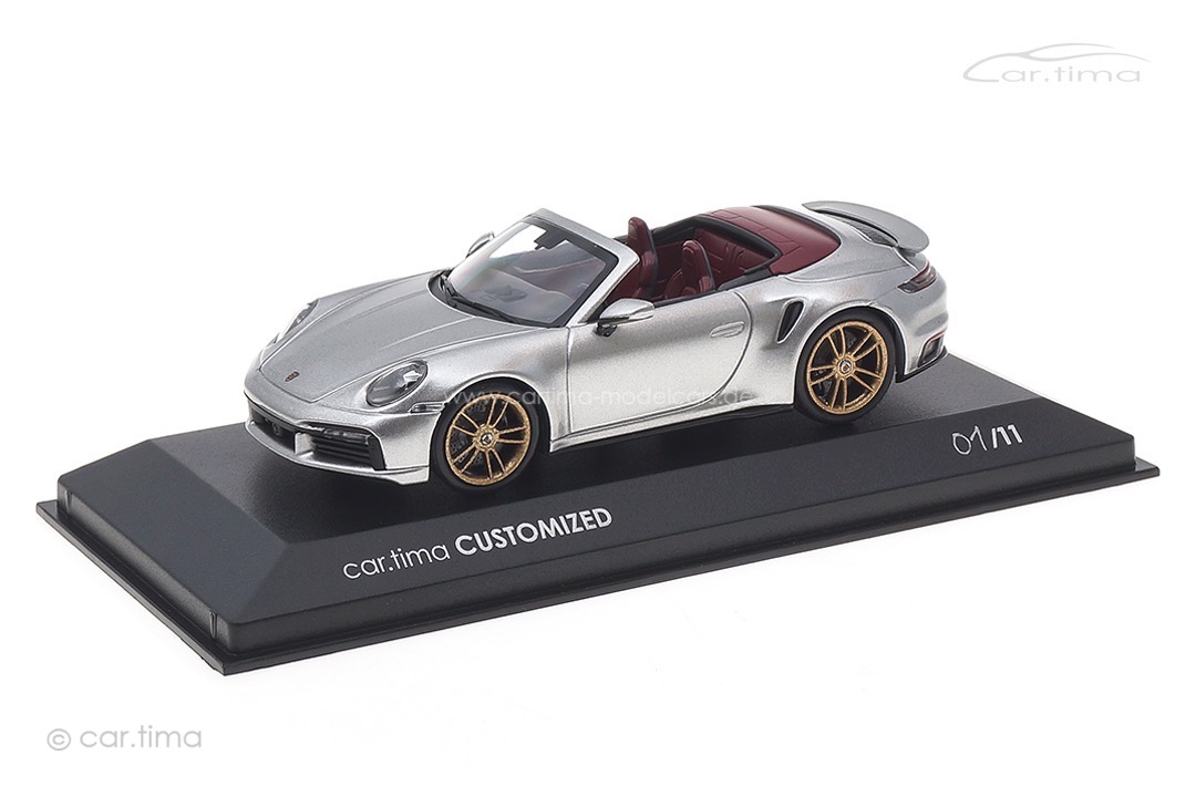 Porsche 911 (992) Turbo S Cabrio GT-silber/Rad aurum Minichamps car.tima CUSTOMIZED 1:43