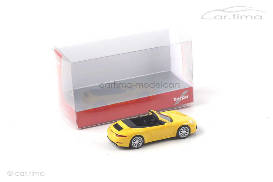 Porsche 911 (991) Carrera 4S Cabrio Racinggelb Herpa 1:87 028899