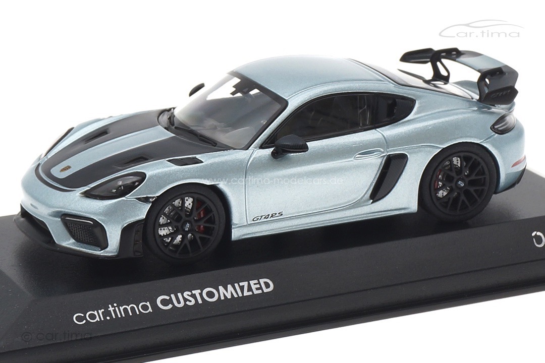 Porsche 718 Cayman GT4 RS Azzuro Thetys/Rad schwarz Minichamps car.tima CUSTOMIZED 1:43