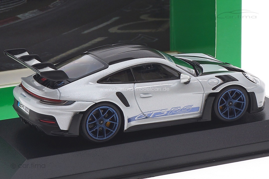 Porsche 911 (992) GT3 RS Weissach Paket Eisgraumet./Rad Indigoblau Minichamps 1:43 410062108