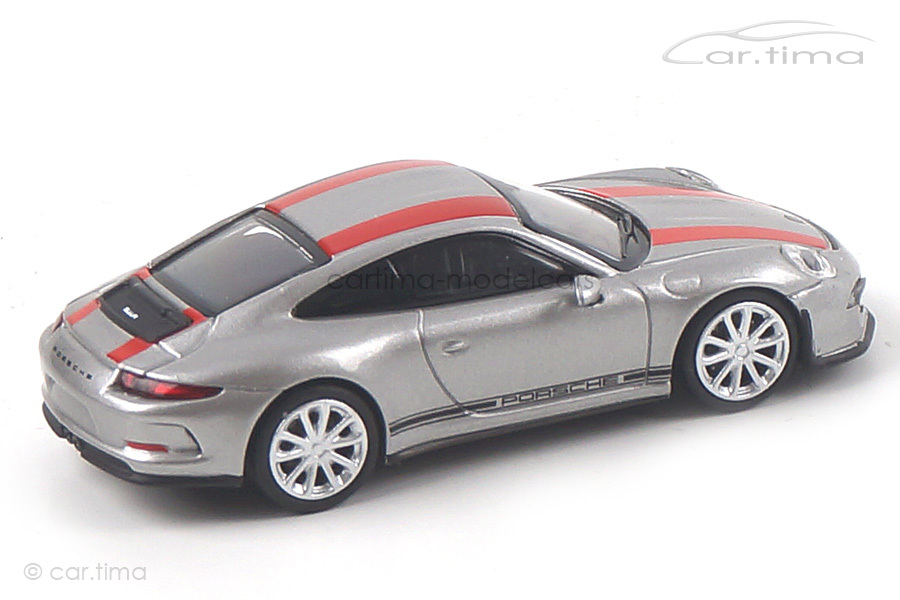 Porsche 911 (991) R GT-silber/Dekorstreifen rot Minichamps 1:87 870066221