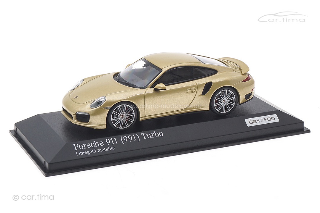 Porsche 911 (991) Turbo limegold met. Minichamps 1:43 CA04316060