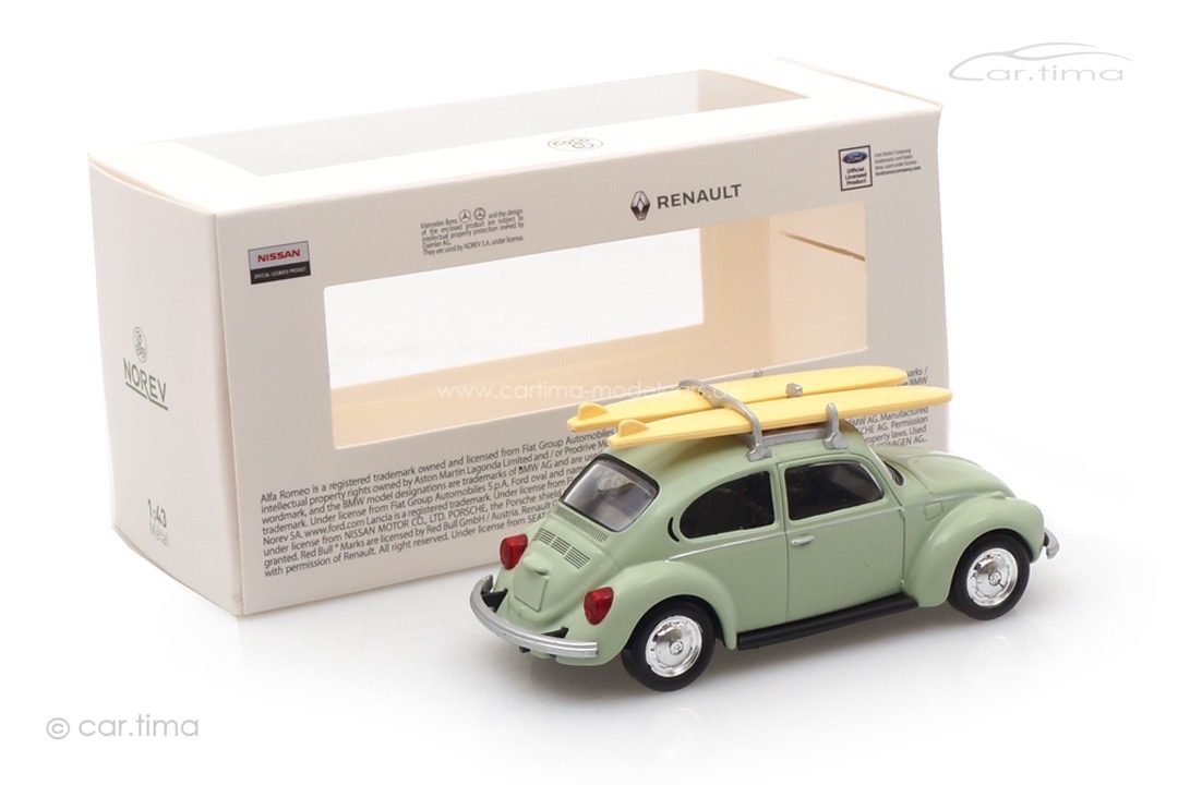 VW Käfer Coccinelle + Surfboards mint Norev 1:43 430401-Coccinelle