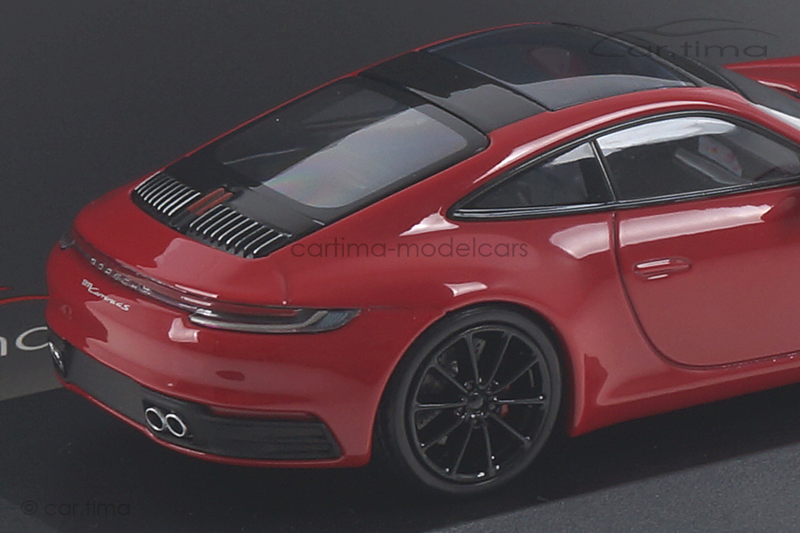 Porsche 911 (992) Carrera 4S Karminrot / Rad schwarz - Minichamps car.tima CUSTOMIZED