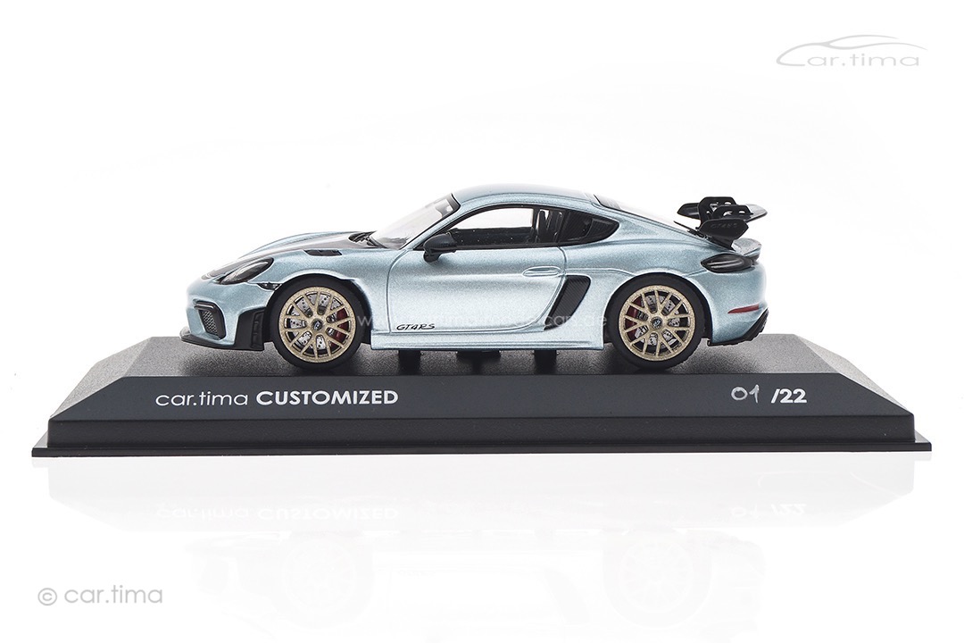 Porsche 718 Cayman GT4 RS Azzuro Thetys/Rad Neodyme Minichamps car.tima CUSTOMIZED 1:43