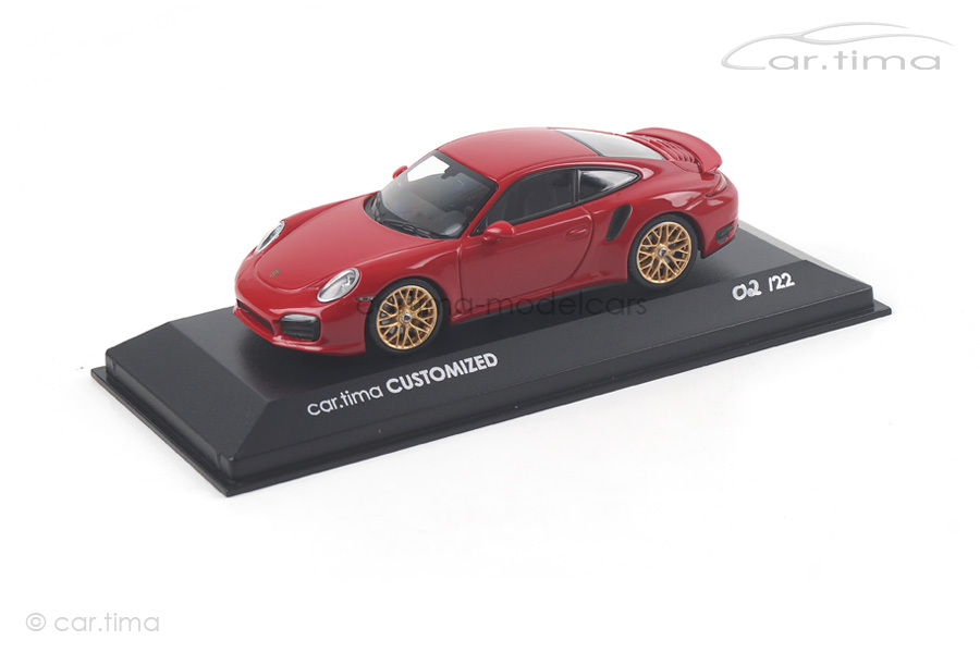 Porsche 911 (991) Turbo S Karminrot/Rad gold Minichamps car.tima CUSTOMIZED CA04316066G