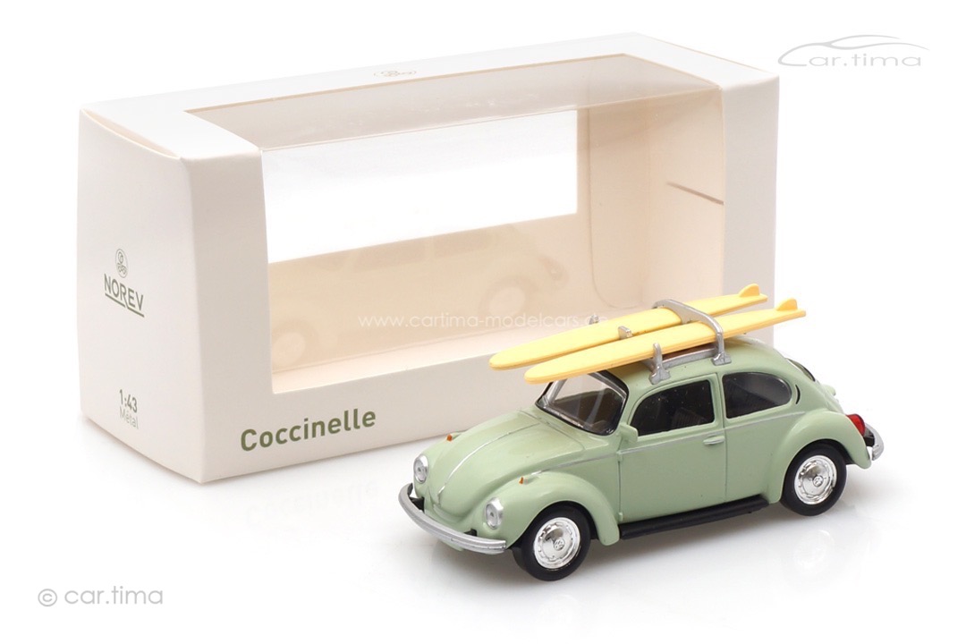 VW Käfer Coccinelle + Surfboards mint Norev 1:43 430401-Coccinelle