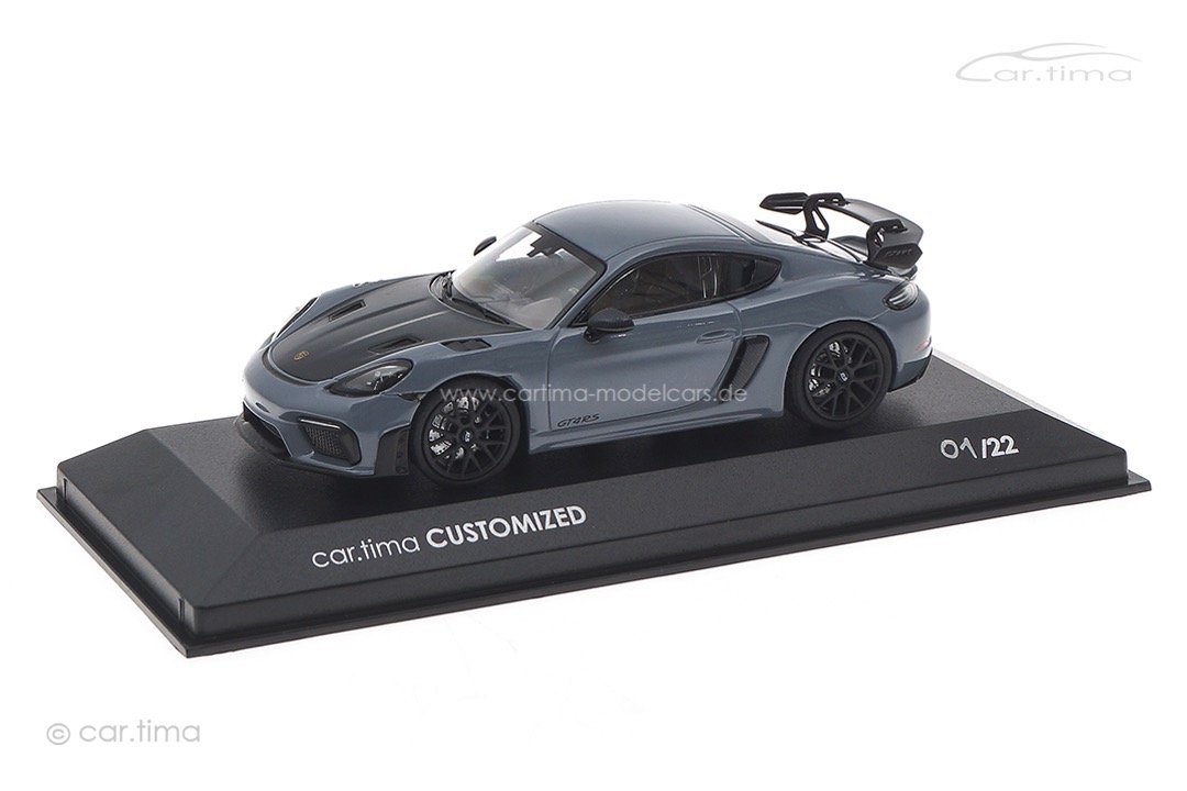 Porsche 718 Cayman GT4 RS Arktikgrau/Rad schwarz Minichamps car.tima CUSTOMIZED 1:43